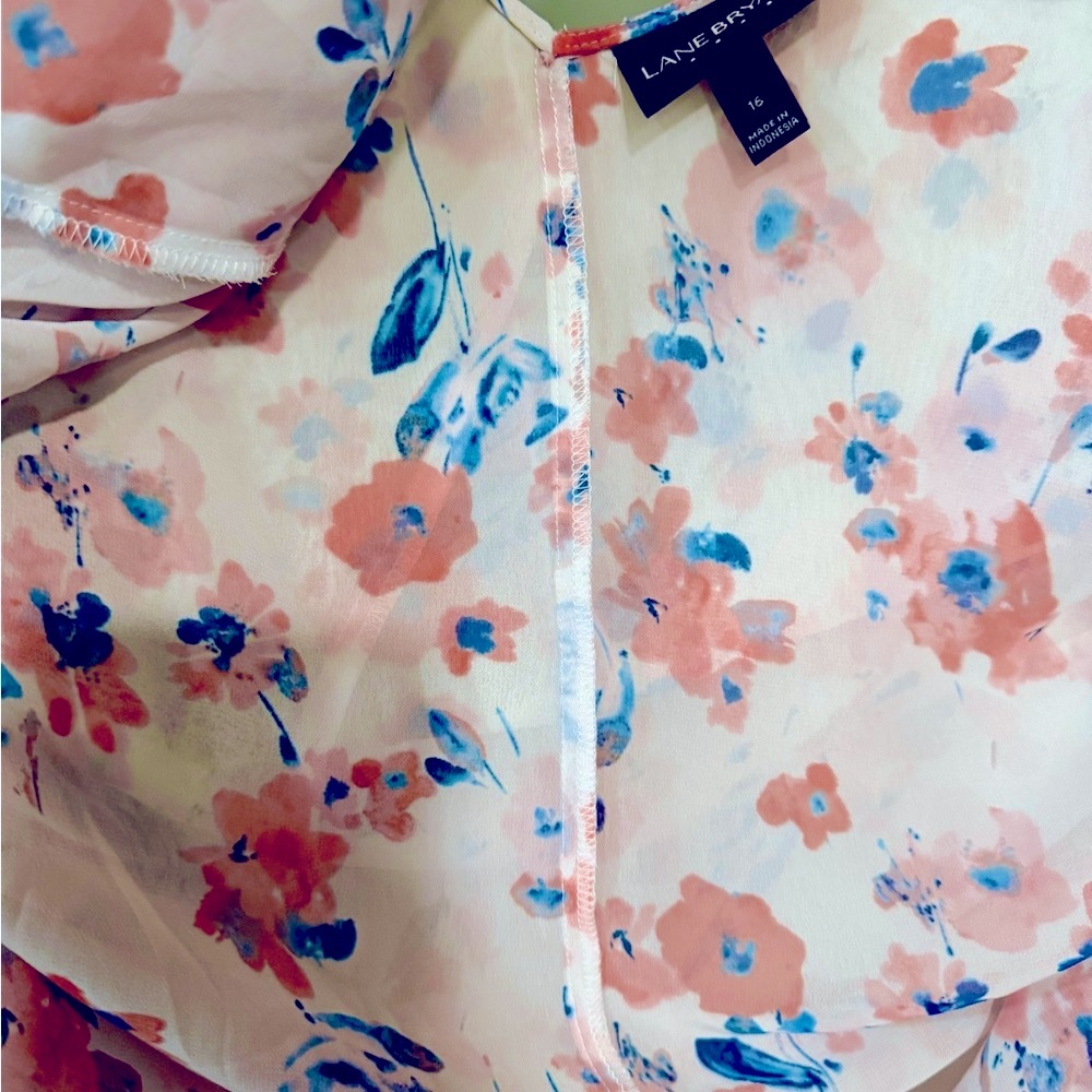 Lane Bryant Cream and Orange Asymmetrical Long Sleeve Blouse - Picture 6 of 6